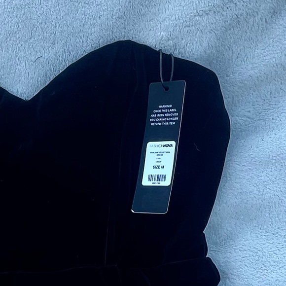 Fashion Nova Black Velvet & Rosette Mini Dress – Size M (NWT) - Picture 8 of 8